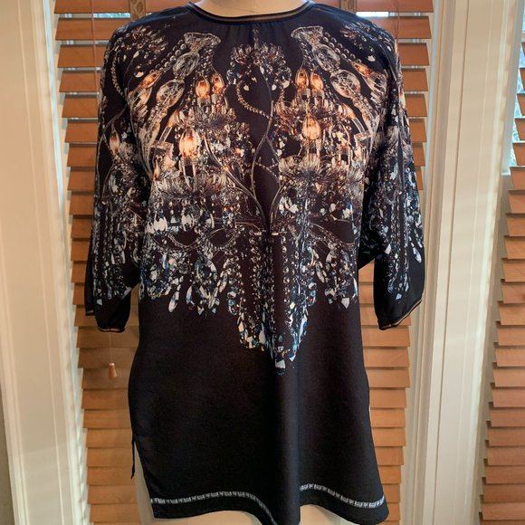 Clover Canyon Tops - Clover Canyon Chandelier Print Short Sleeve Blouse